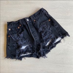 LEVIS 501 Black Jean Shorts Cut Offs Button Fly 27